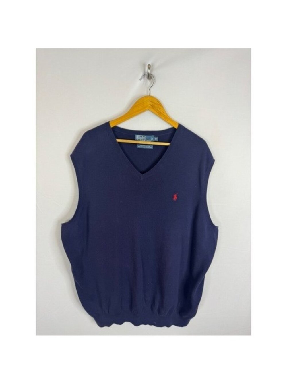 Polo Ralph Lauren Sweater Vest Mens 3XLT Tall Navy Blue Pima Cotton V-Neck Pony